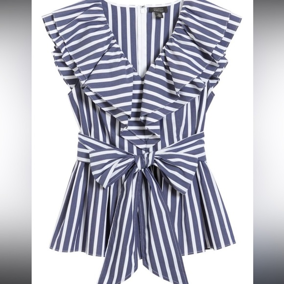 Nwt Halogen ®
x Atlantic-Pacific Ruffle
Stripe Tie Top - Picture 1 of 4